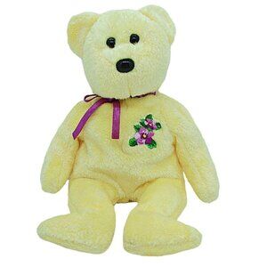 2002 Ty Beanie Babies Mother Yellow Glitter Bear Stuffed Animal Plush Toy 8"